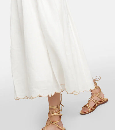 Devi Scallop Midi Dress (IVORY)