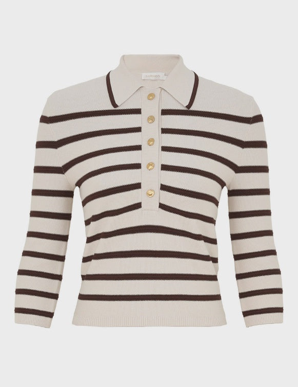 Illuminate Stripe Polo (Cream/Chocolate)