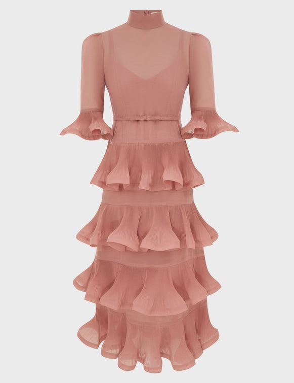 SPECIAL ORDER Pleated Sleeved Midi Dress