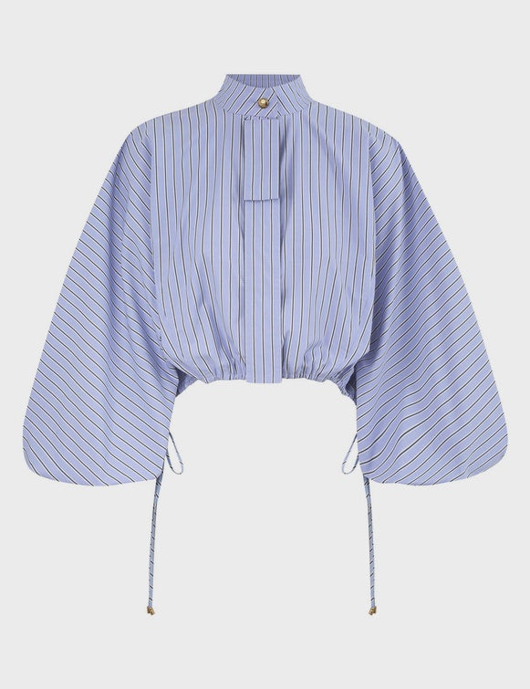 Drawstring Stripe Blouse
