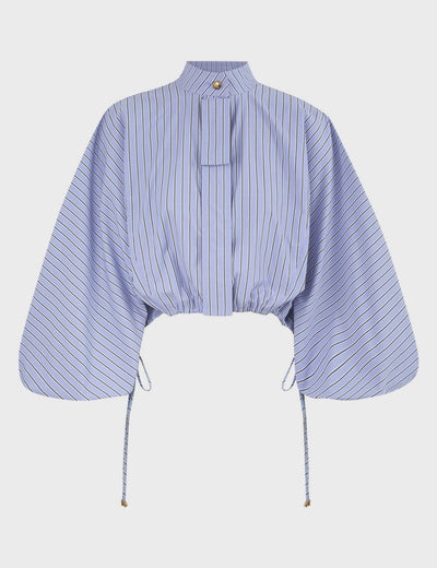 Drawstring Stripe Blouse