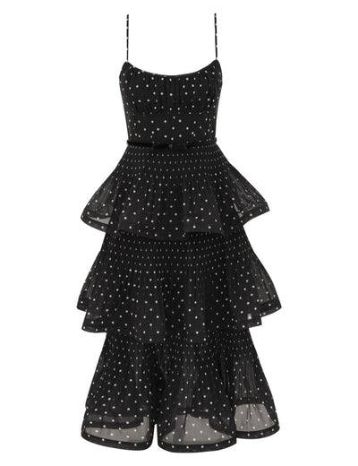 Pleated Tiered Midi Dress