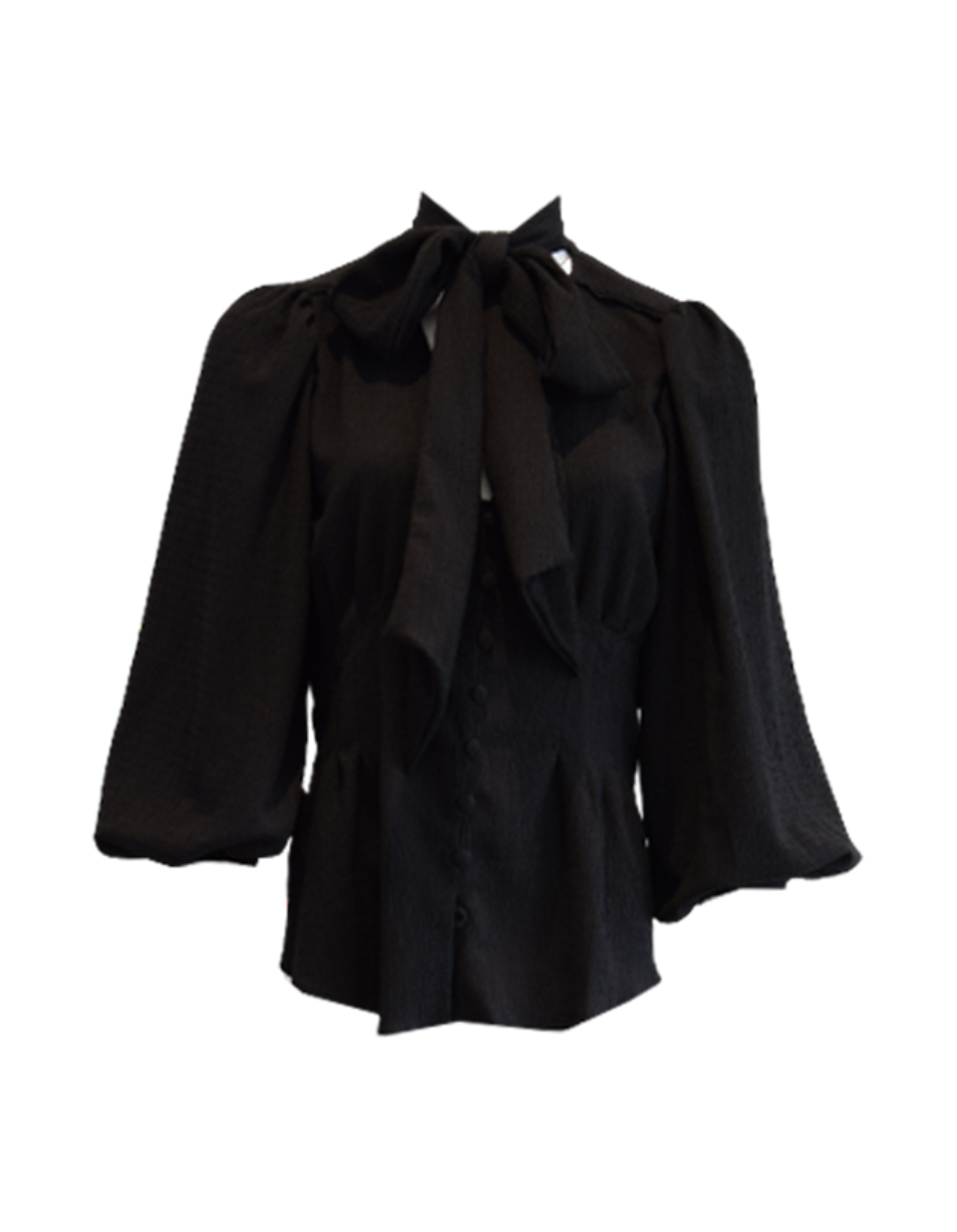 BOW PLEAT BLOUSE ( BLACK TEXTURE )