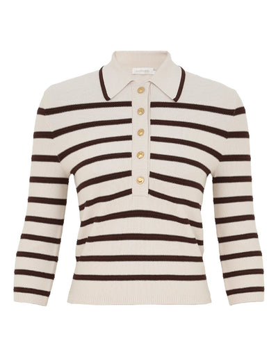 Illuminate Stripe Polo (Cream/Chocolate)