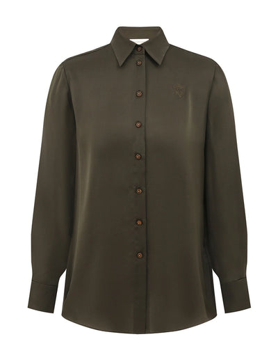SPECIAL ORDDER Hypnotic Satin Shirt (Olive)