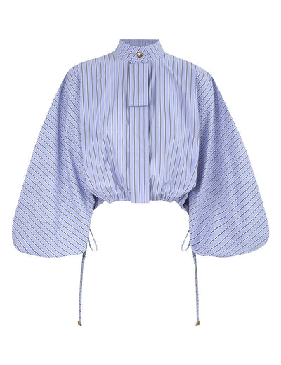 Drawstring Stripe Blouse