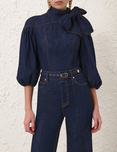 Denim Fitted Blouse