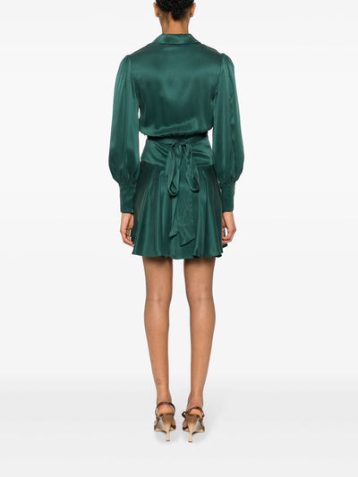 Silk Wrap Mini Dress ( Jade)