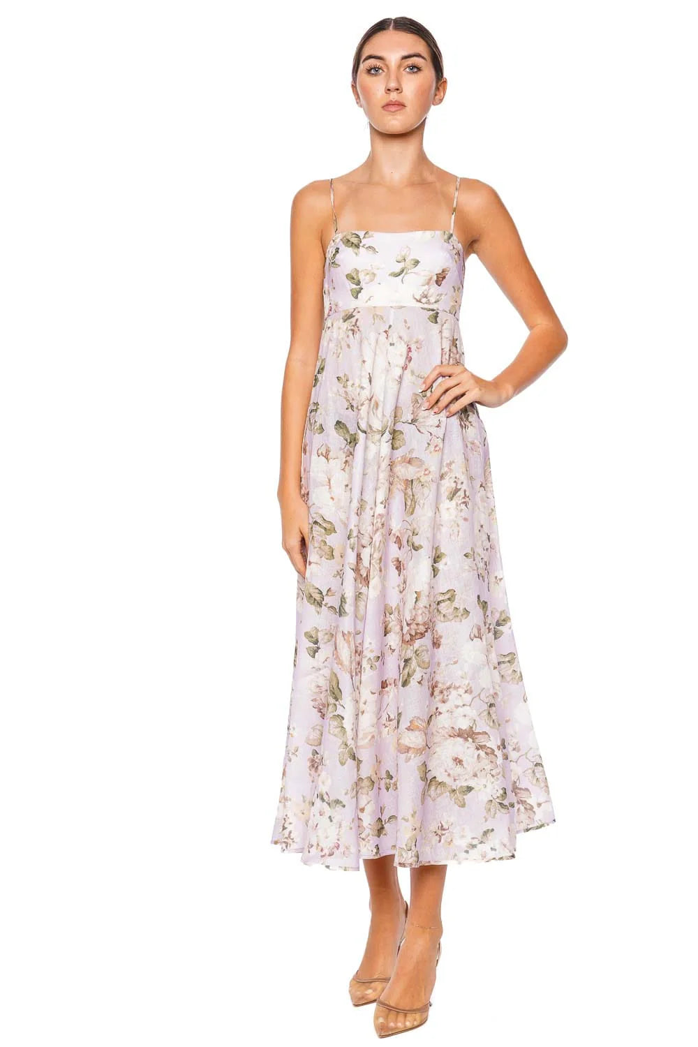 SPECIAL ORDER Acacia Bandeau Midi Dress (Lilac Floral)