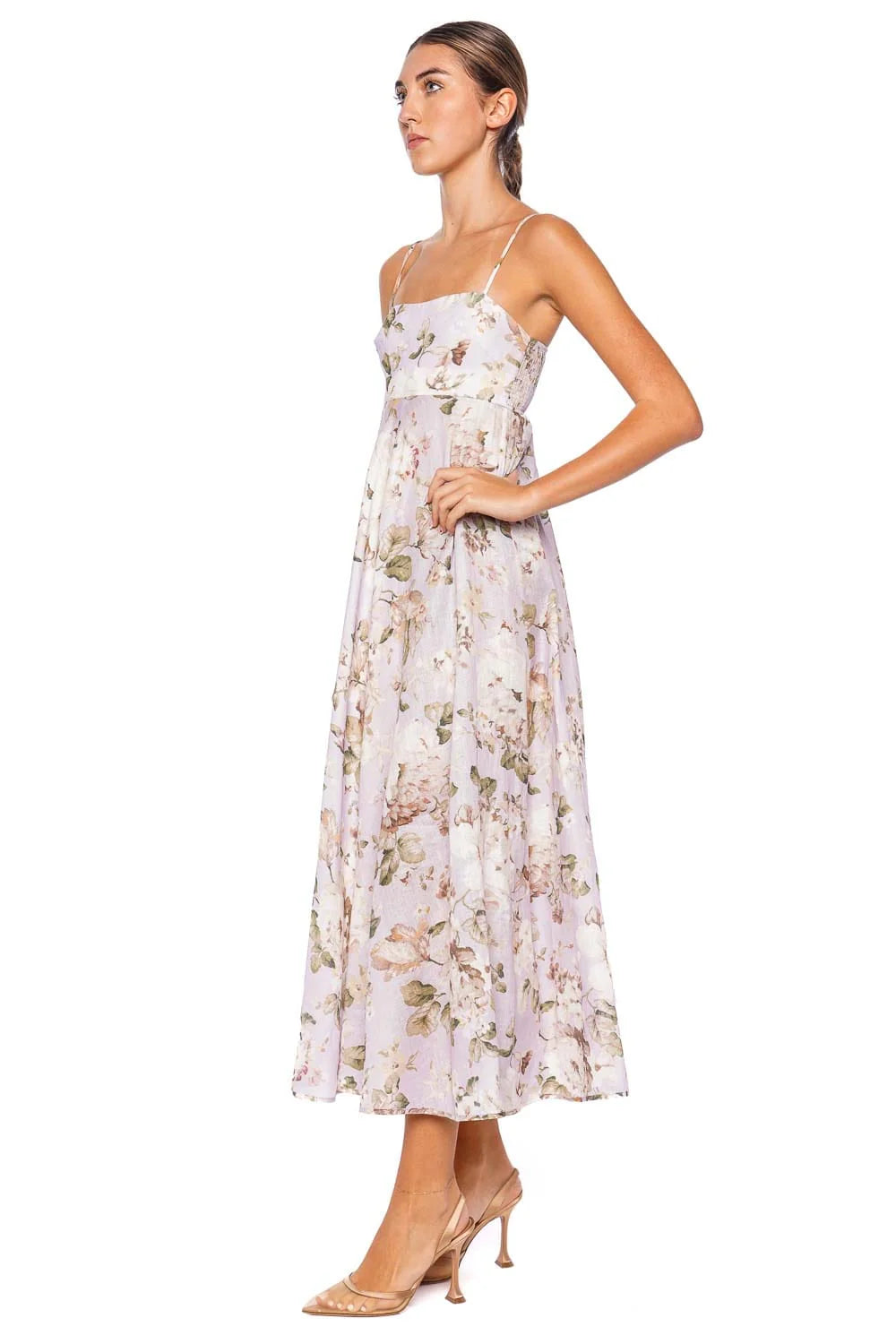 SPECIAL ORDER Acacia Bandeau Midi Dress (Lilac Floral)