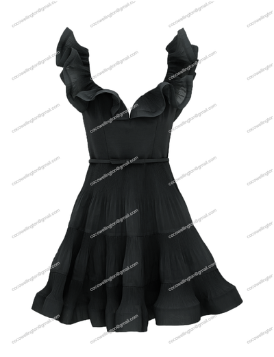Pleated Frill Mini Dress