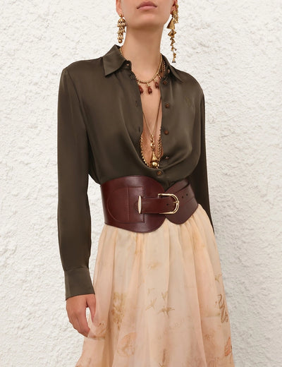 SPECIAL ORDDER Hypnotic Satin Shirt (Olive)