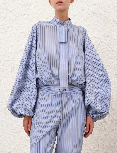 Drawstring Stripe Blouse