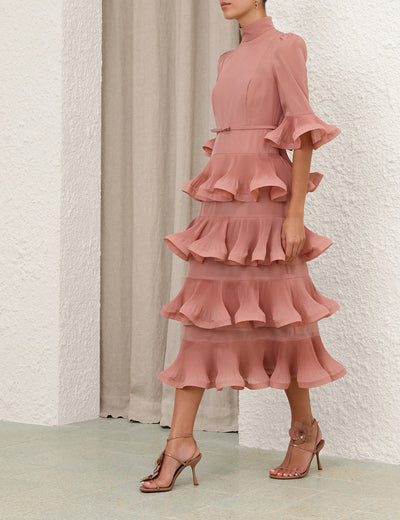 SPECIAL ORDER Pleated Sleeved Midi Dress