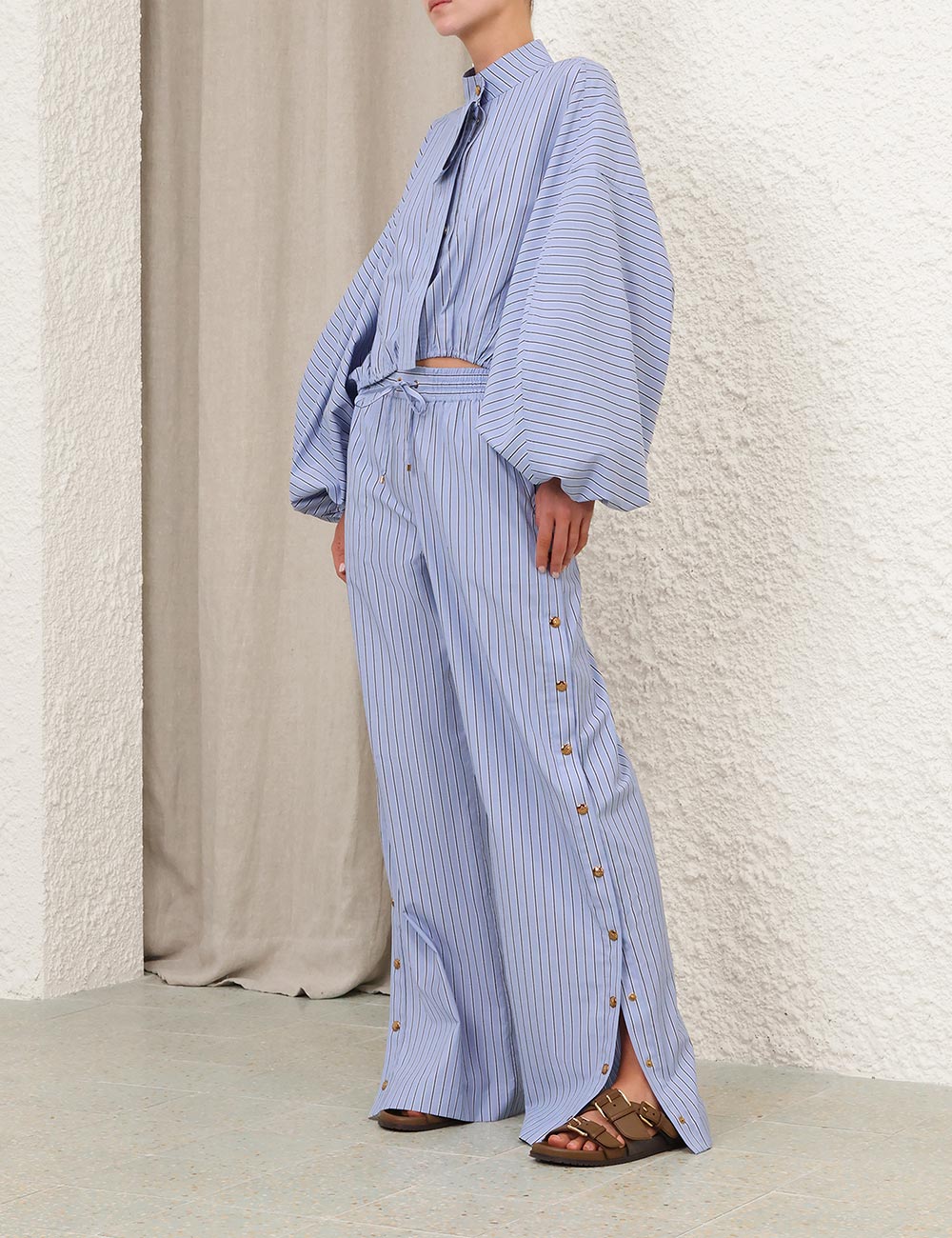 Drawstring Stripe Blouse