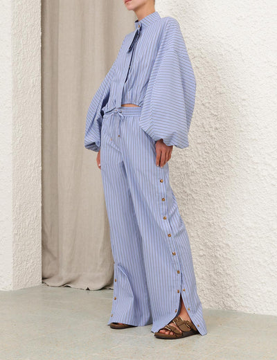 Drawstring Stripe Blouse