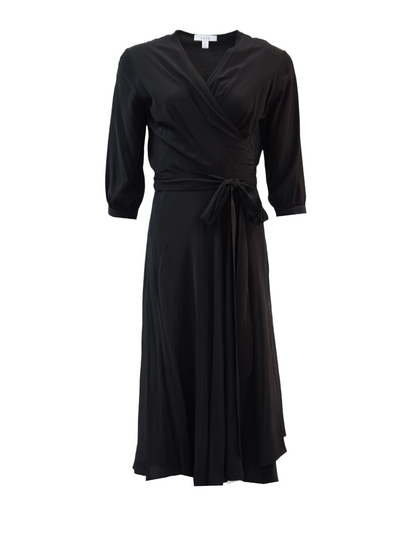 Midi Wrap Dress (Black)
