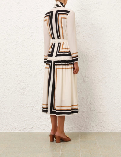 Tie Neck Midi Dress