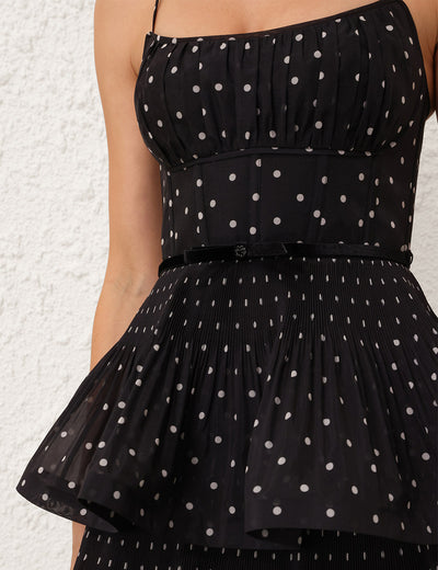 Pleated Tiered Midi Dress