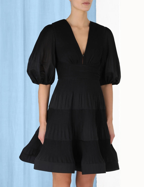 Pleated Mini Dress (Black)