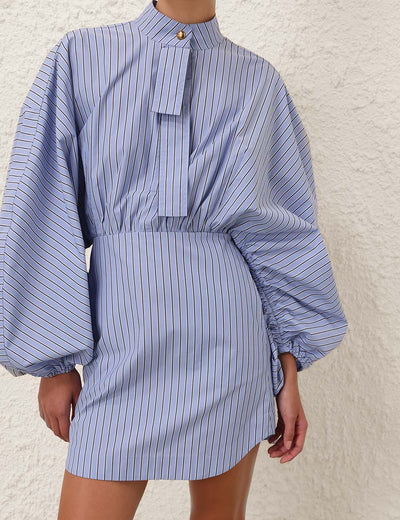 SPECIAL ORDER Drawstring Stripe Mini Dress