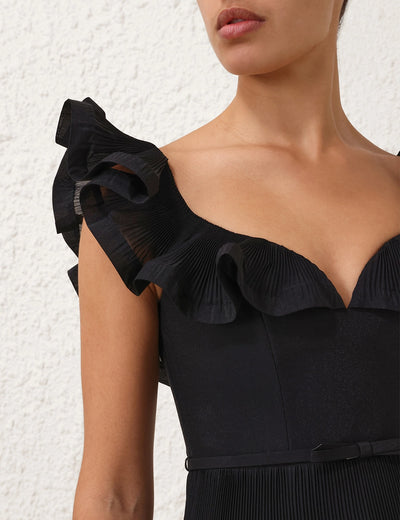 Pleated Frill Mini Dress