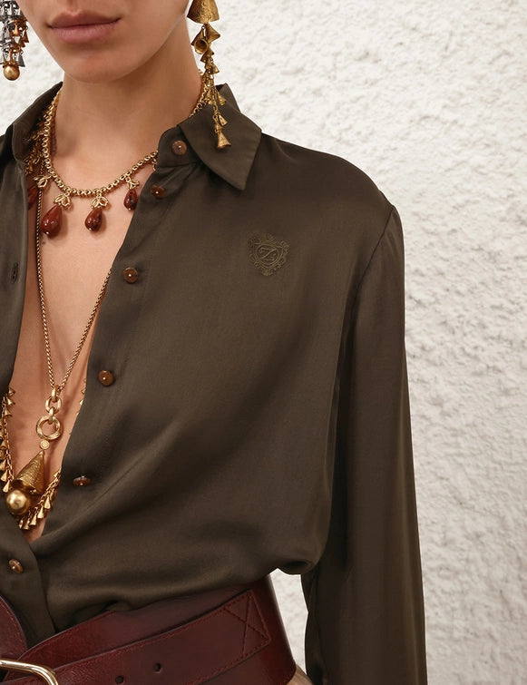 SPECIAL ORDDER Hypnotic Satin Shirt (Olive)