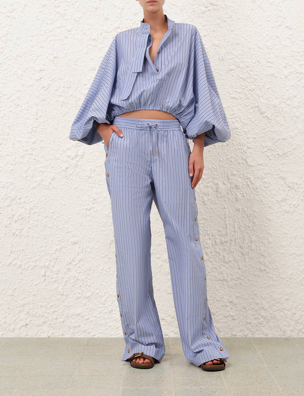 Drawstring Stripe Blouse