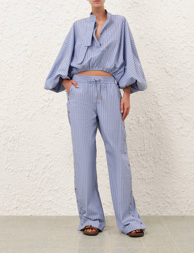 Drawstring Stripe Blouse