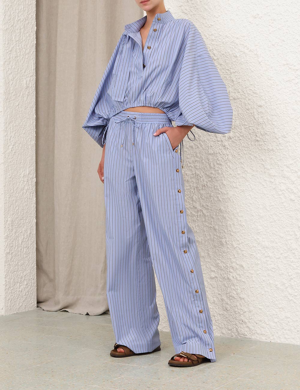 Drawstring Stripe Blouse