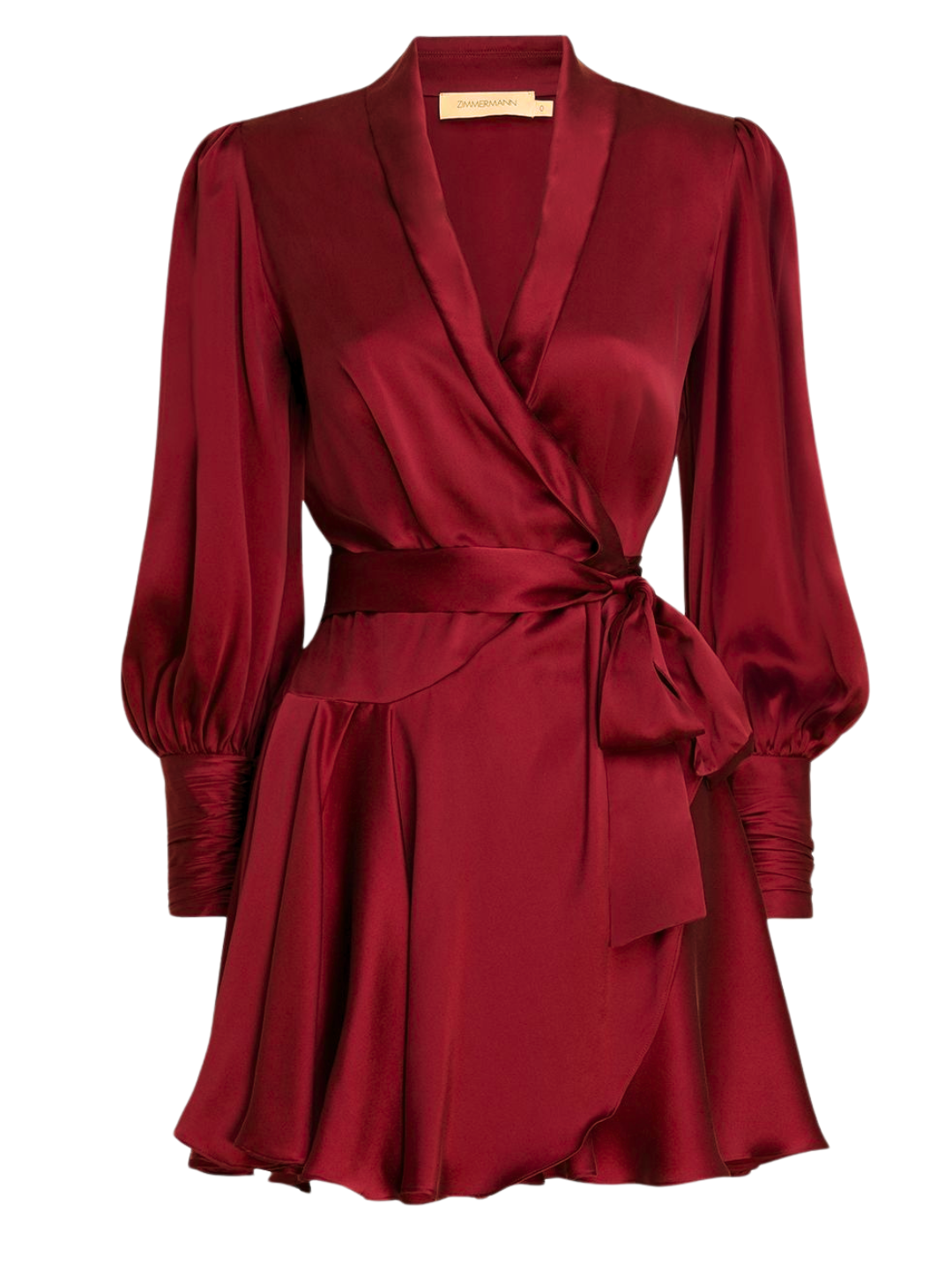 Silk Wrap Mini Dress ( Burgundy)