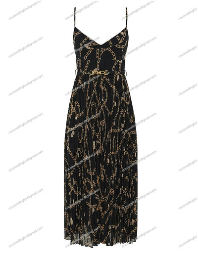Sunray Pleated Picnic Dress (Black Charms)