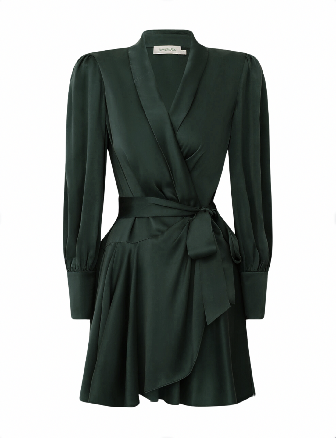 Silk Wrap Mini Dress ( Forest Green)