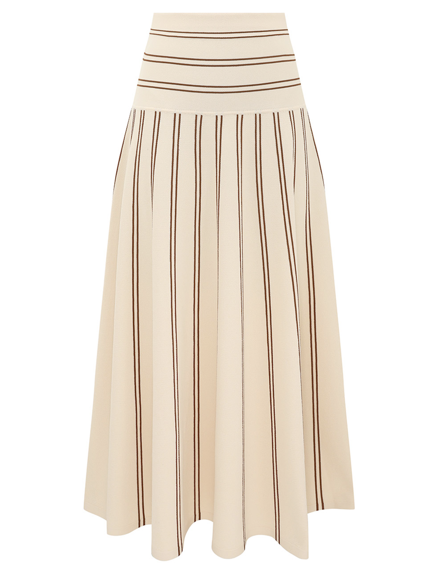 Hypnotic Stripe Midi Skirt (Cream + Tan)