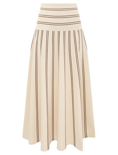 Hypnotic Stripe Midi Skirt (Cream + Tan)