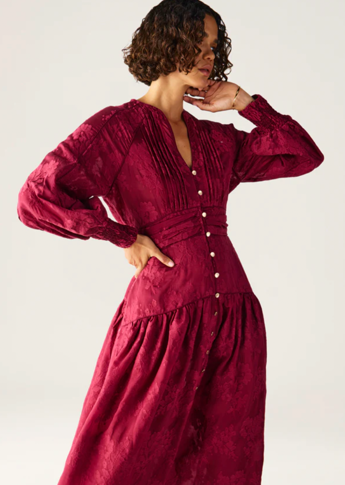 Edith Lace Maxi Dress (Cherry)