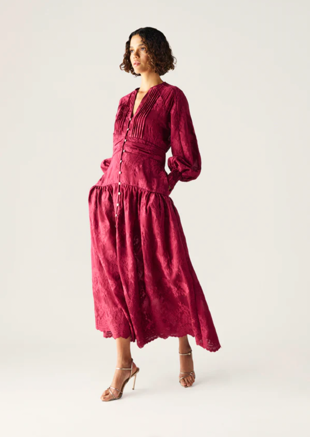 Edith Lace Maxi Dress (Cherry)