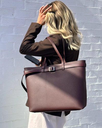 Tia Shoulder Bag (Merlot + Bronze Interior)