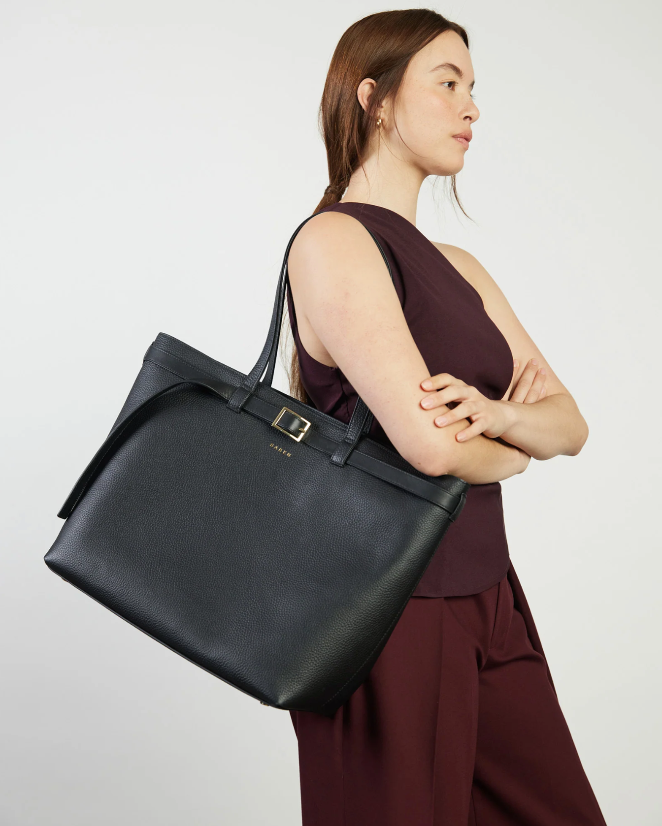 Tia Shoulder Bag (Black + Bronze Interior)