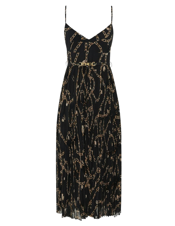 Sunray Pleated Picnic Dress (Black Charms)