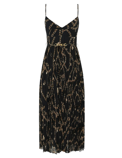 Sunray Pleated Picnic Dress (Black Charms)
