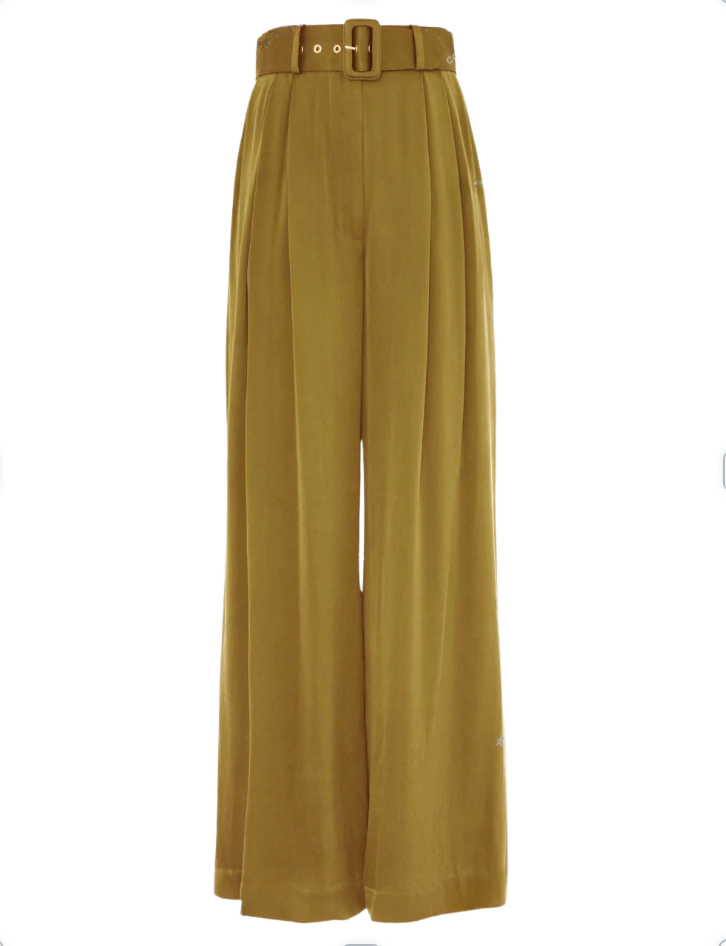 Silk Tuck Pant (Olive)