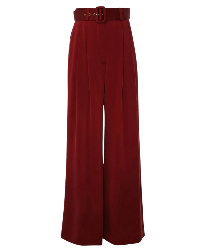 Silk Tuck Pant (Garnet)