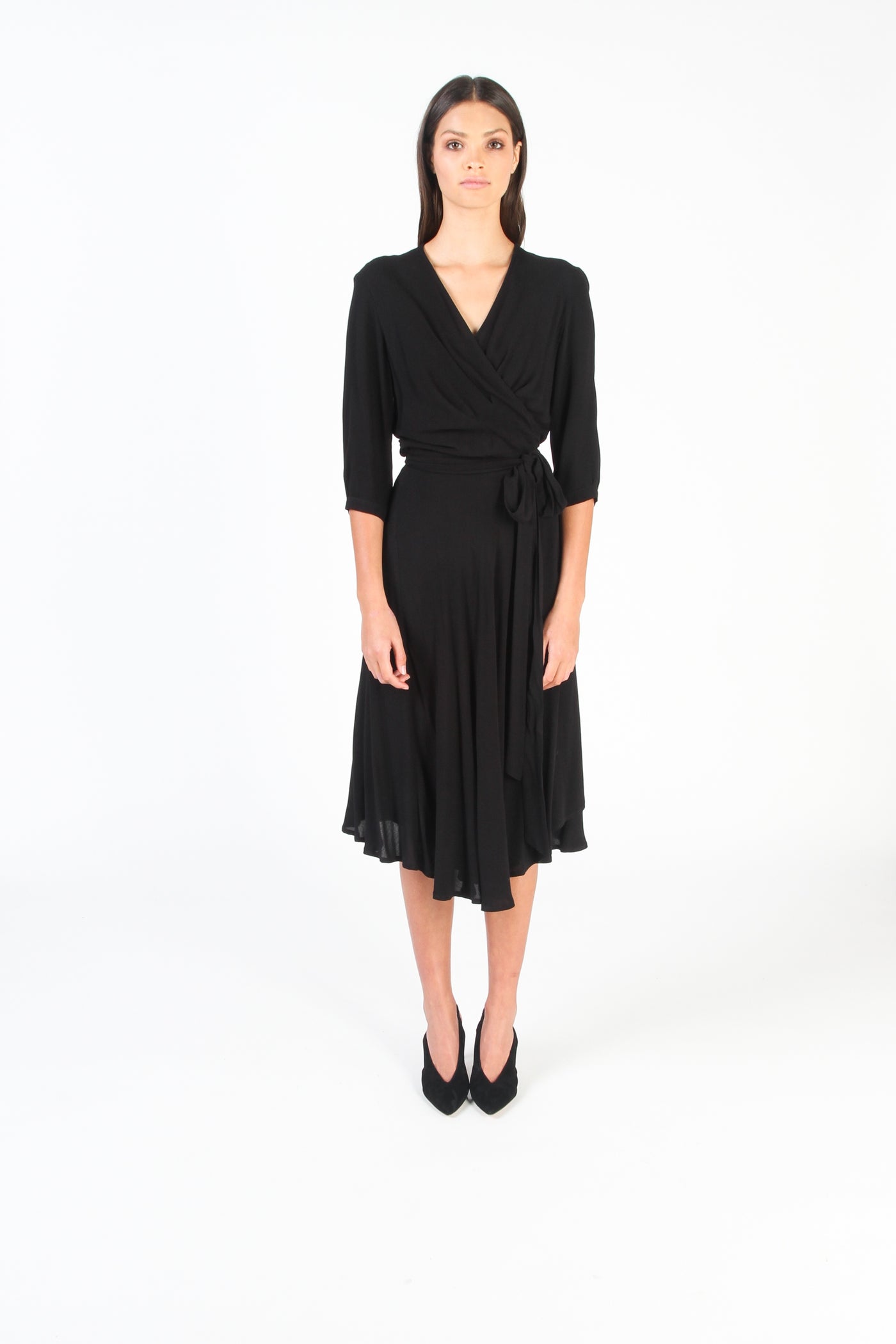 Midi Wrap Dress (Black)