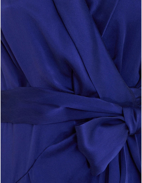 Silk Wrap Mini Dress (Lapis)