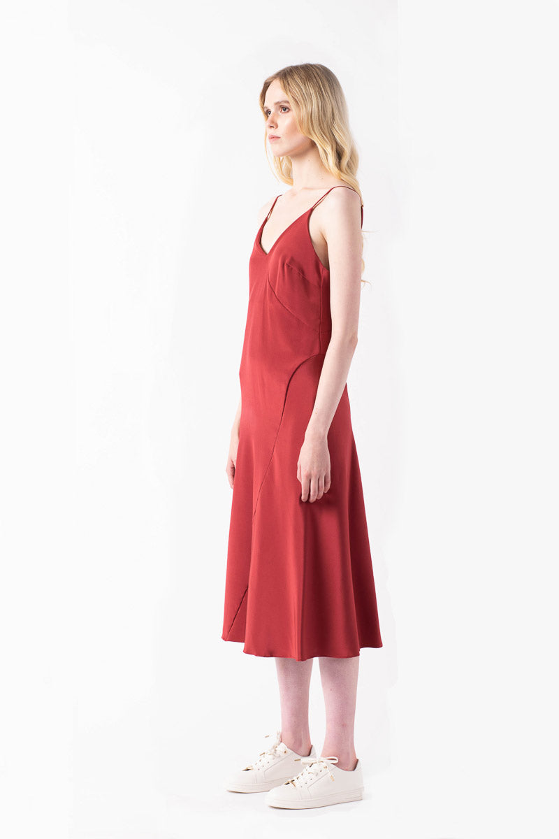 Bronte Midi Dress (Terracotta Red)