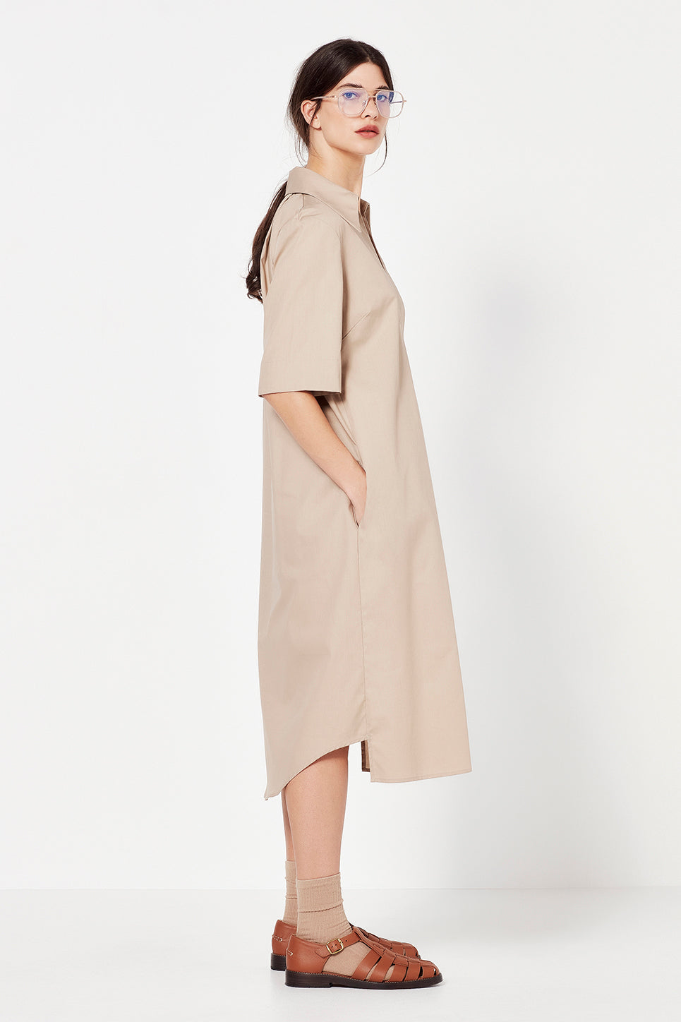 THE DEVERE SHIRT-DRESS (TAUPE)