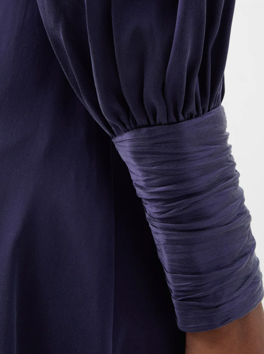 Silk Wrap Midi Dress (Navy)