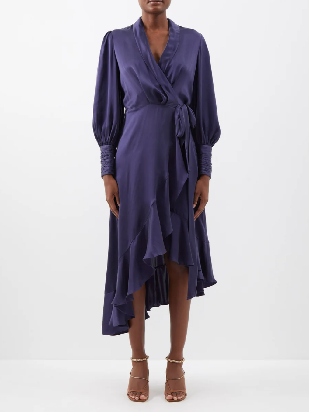 Navy silk wrap dress shop